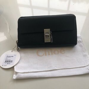 Authentic Chloe black Grained Drew Wallet